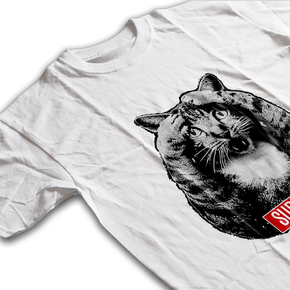 Coolmind U0102-T2 Cool Surprised Cat Print Men T Shirt Streetwear Exclusive Graphic Men Tshirt Cotton Unisex Tee Shirts