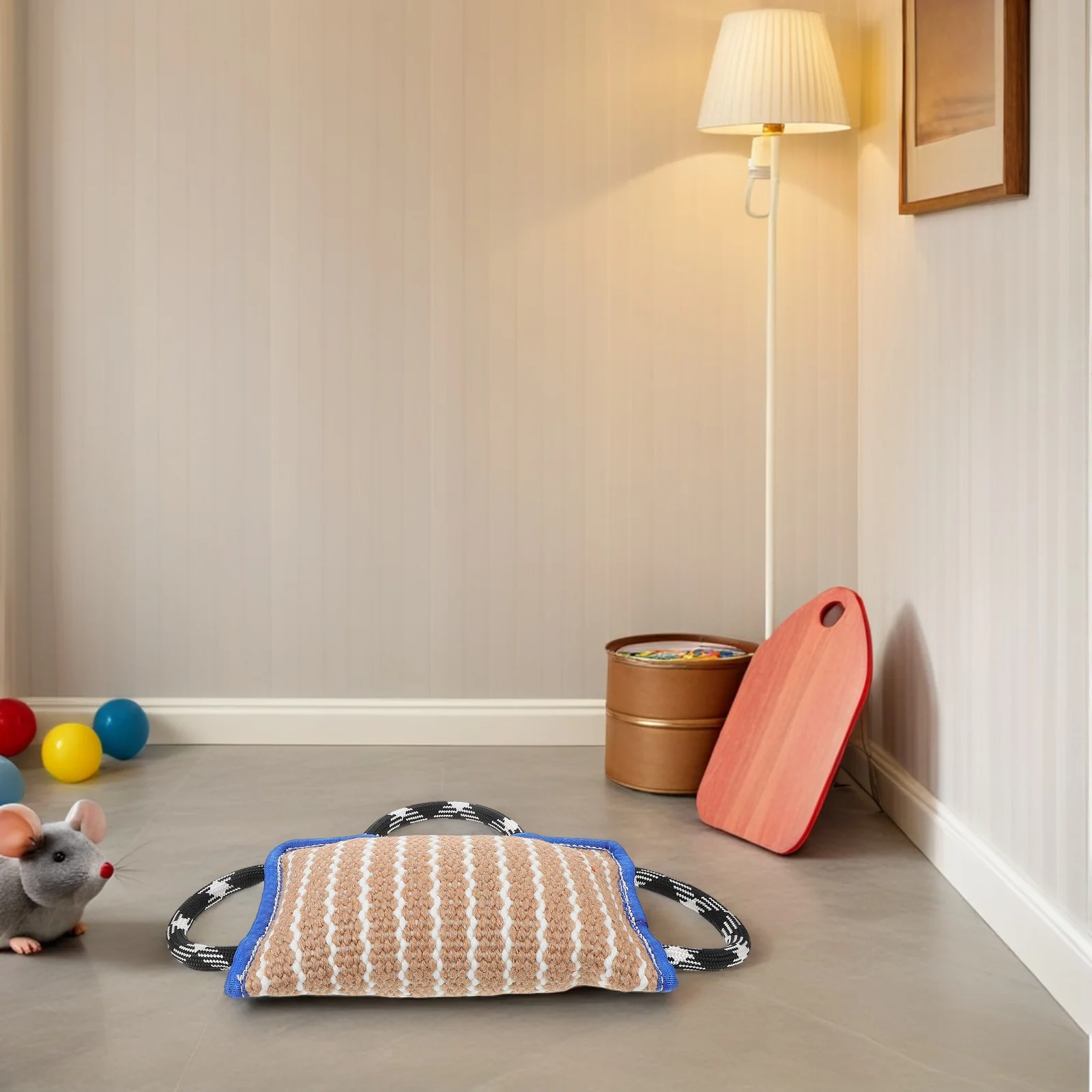 

Dog Training Pillow Bite Equipment Pet Tug Toy Pad Flax Tough Jute Interactive Toys for