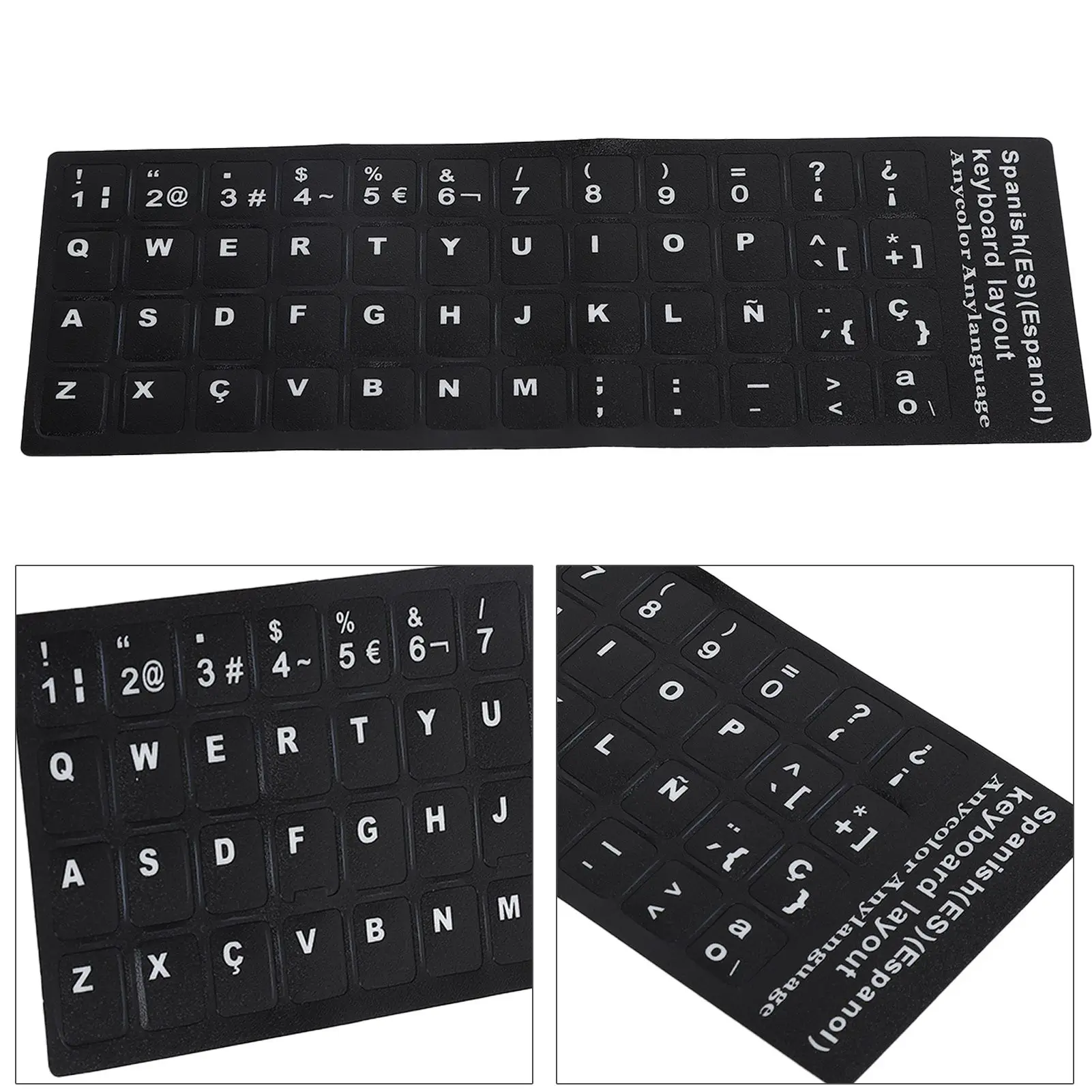 Keyboard Sticker Spanish Waterproof Black Background for 10in to 17in Laptop Notebook Desktop Computer