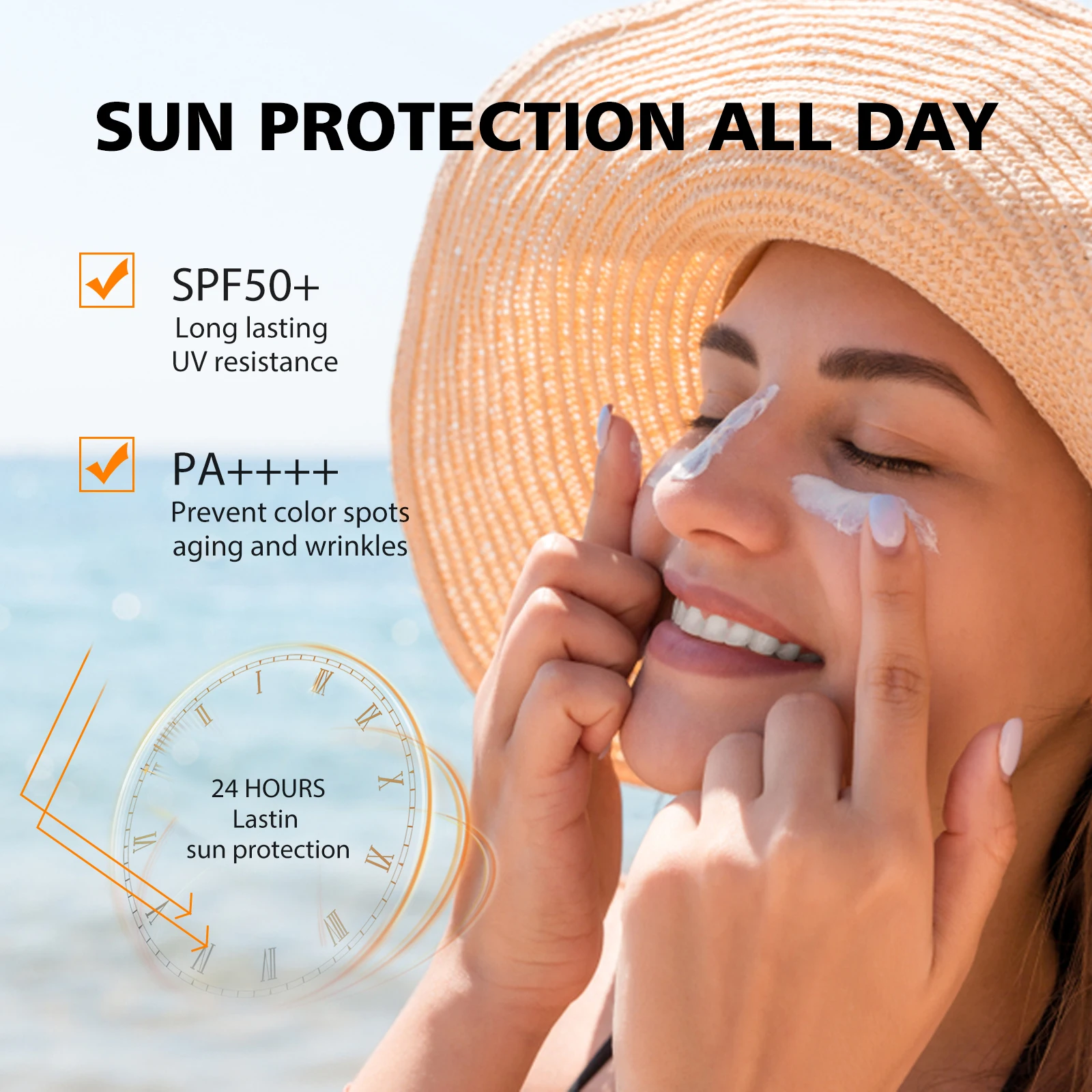 50+++ Hyaluronic Acid Watery Sunscren Gel Invisible No White Cast Harmful Ray Protect Broad-Kpectrum Sunblok For Sensitive Skin