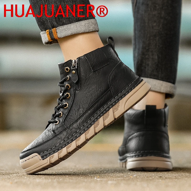 أحذية رياضية رجالية عالية الجودة من الجلد أحذية موتوكروس مريحة للرجال أحذية مشي غير قابلة للانزلاق أحذية بوتاس كلاسيكية للرحلات الخارجية #5