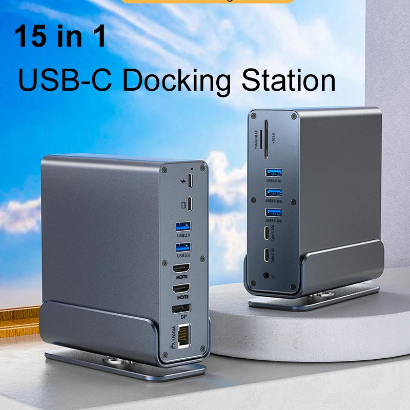 Imagem -01 - Docking Station de Carregamento Rápido 15 em pd 100w Usb 2.0 Hub 3.0 Hdmi 4k 60hz Rede Gigabit Rj45 pc Host