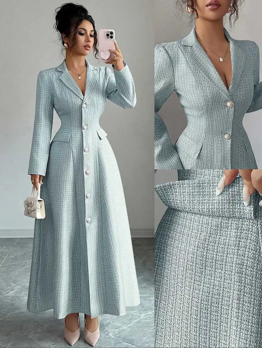 

Elegant Women Long Overcoat 1 Piece Slim Single Breasted Fashion Coat Autumn Winter Outdoors Warm Commuter Custom Made