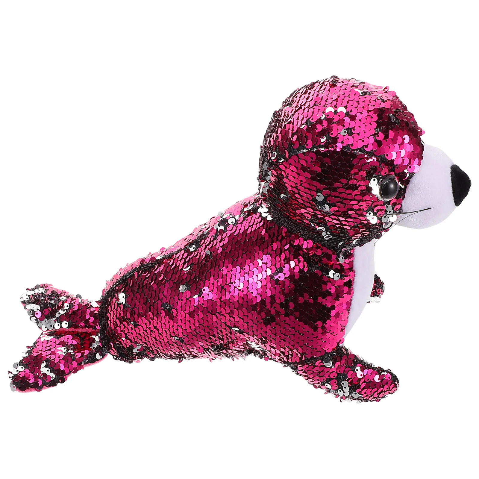 

Seal Plush Toy Big Eyes Reversible Sequins Soft Material Ocean Animal Stuffed Kids Bed Car Two Fabric Pieces