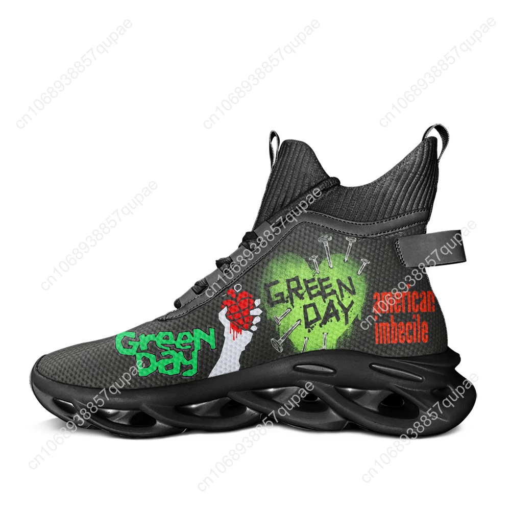 Green Day Pop Rock Band High Top Flats Sneakers Mens Womes Casual Shoes Running Shoes Fashion Sneaker Mesh Footwear Custom Shoe