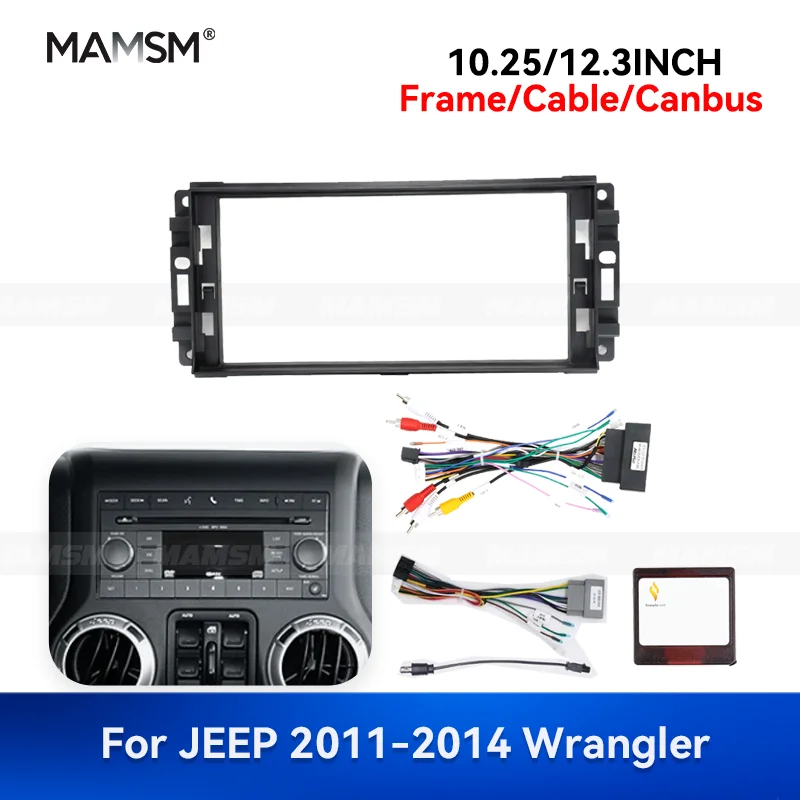 

MAMSM 10.25/12.3inch For JEEP 2011-2014 Wrangler Android Car Radio Fascia Stereo Frame GPS MP4 Multimedia Wiring Harness Canbus