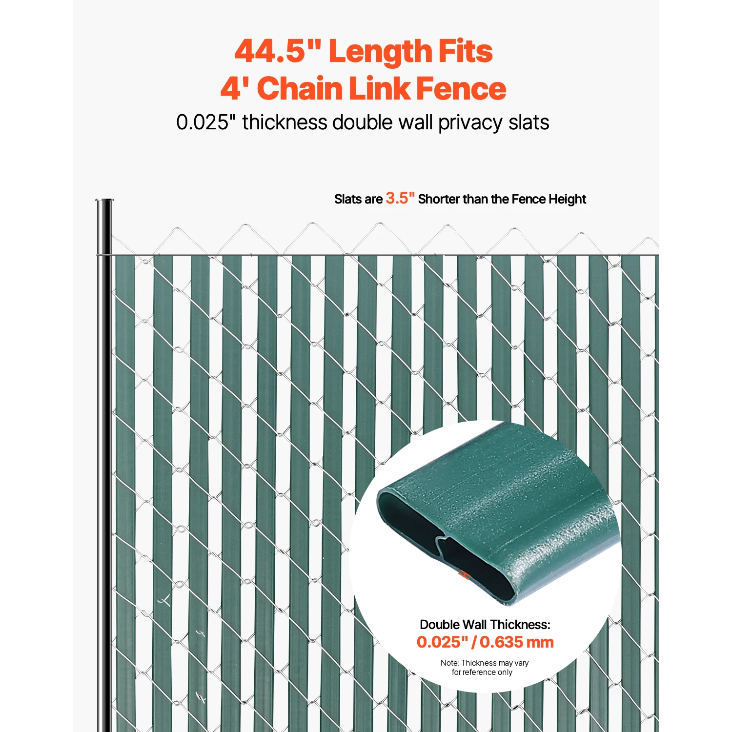 SucceBuy Bottom Locking Privacy Slats Double-Wall Vertical Bottom-Locking Slats for Chain-Link Fence for Garden Farm Sport Field