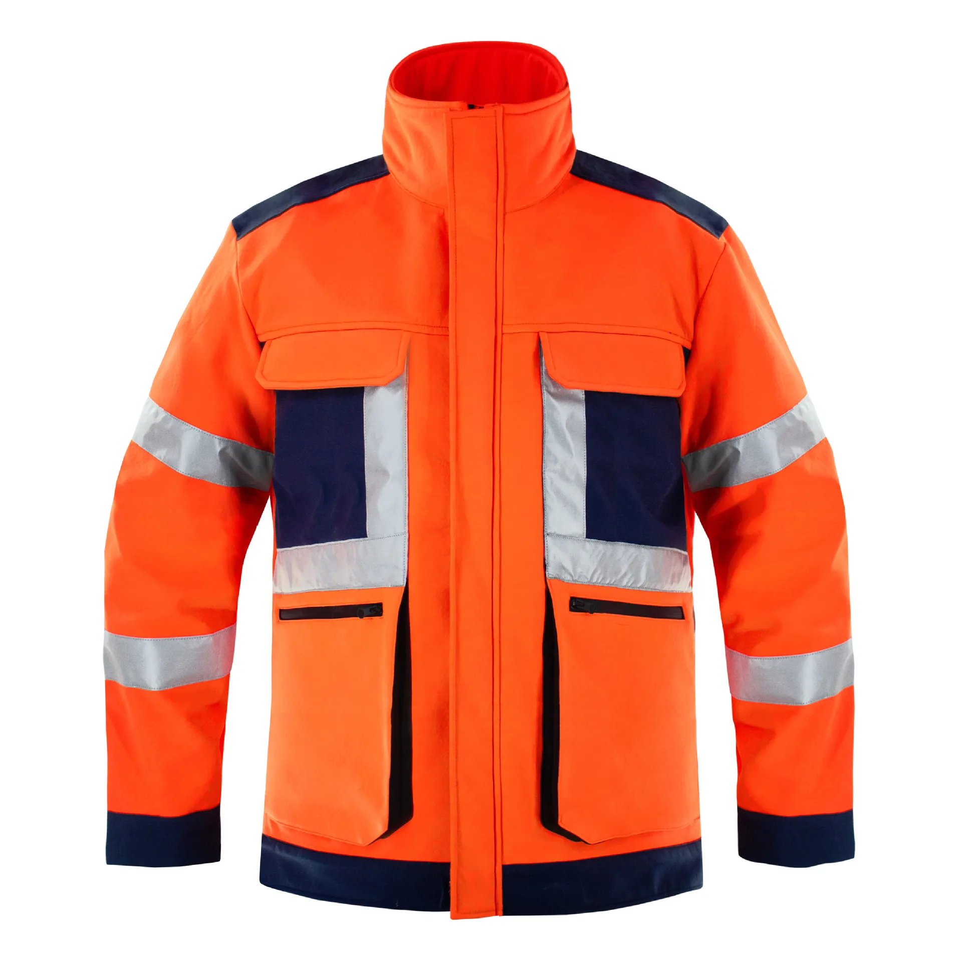 Reflective Jacket Men Work Safety and Pants Set Hi Vis Workwear Fleece High Visibility Men\'s Clothing Winter Autumn