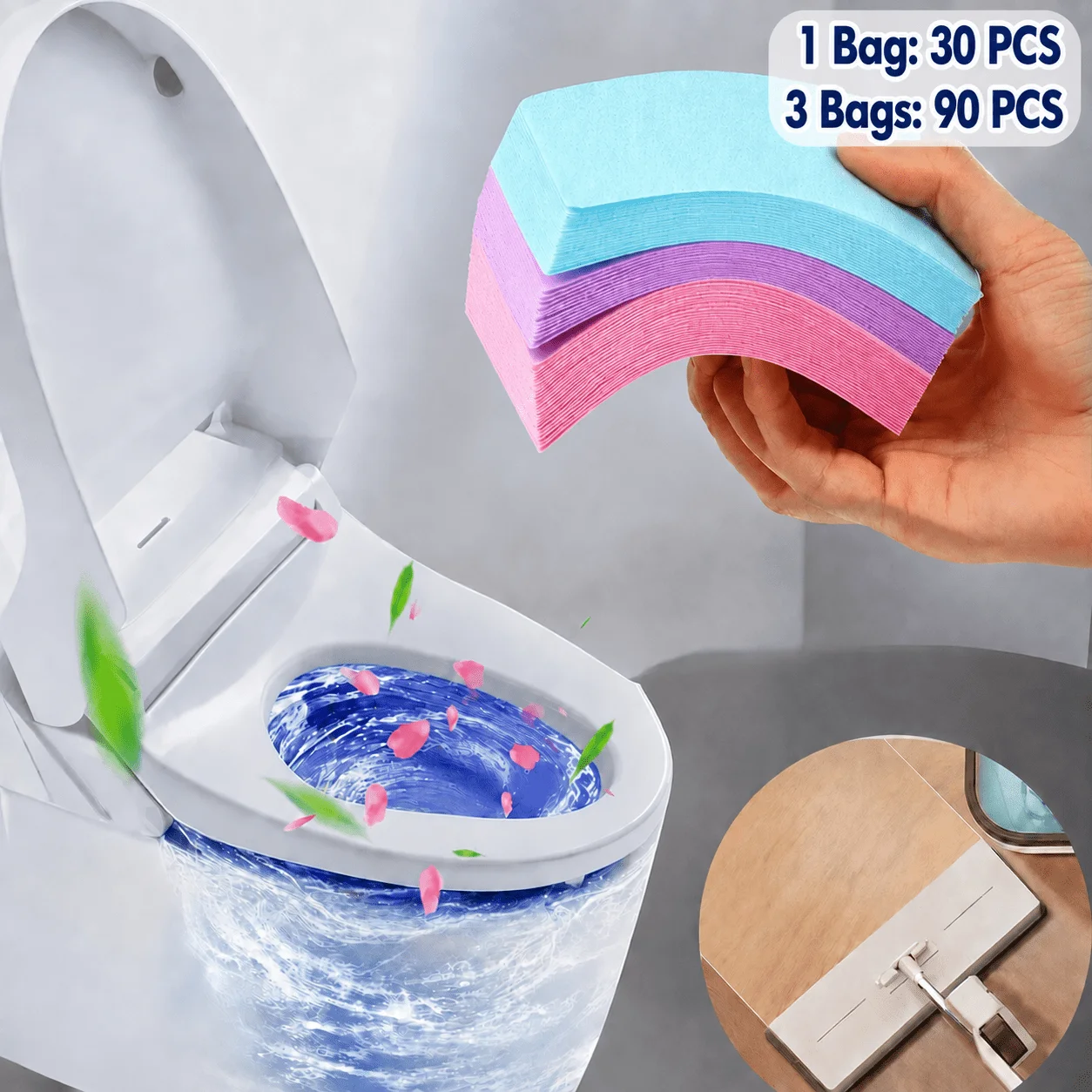 Scented Cleaning Effervescent Tablets - Jasmine/Lavender/Peach - Toilet, Tile, Floor & Bathroom, Fast Dissolving, Fresh Scent