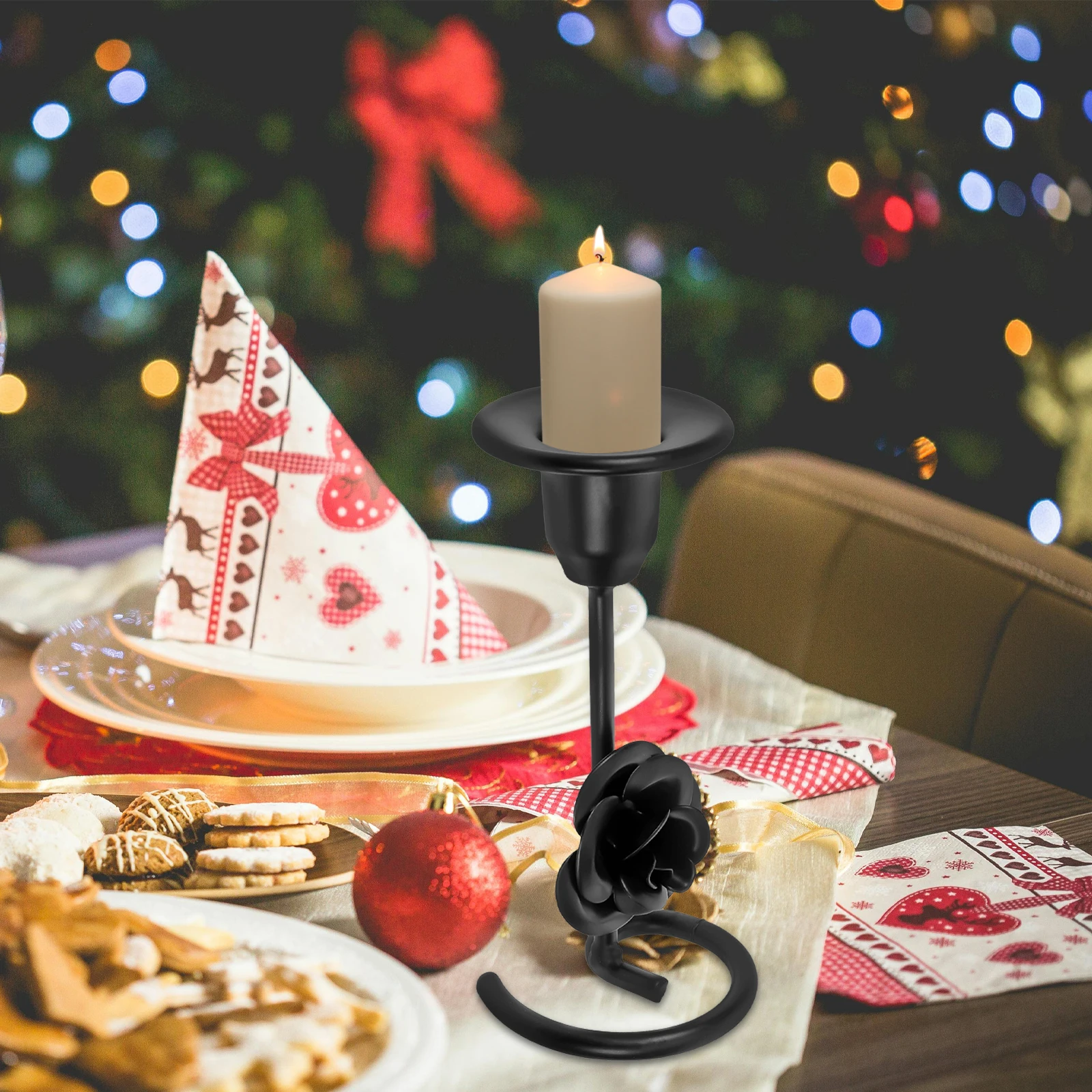 

Carved Iron European Design Rust-Resistant Table Decor For Wedding Party Dinner Festival Centerpiece Taper Holder