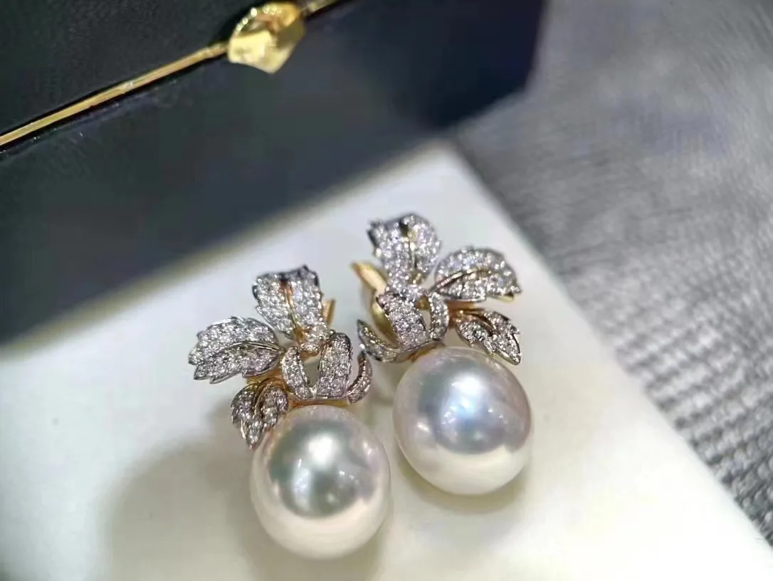 MJ  Fine Jewelry 925 Sterling Silver Oval to Round 10-11mm Nature Fresh Water White Pearls Drop Dangle Earrings Present
