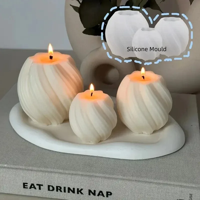 

2026-New 3D Rotating Pillar Candle Silicone Mold Geometric Wave DIY Abstract Art Mould for Soap Resin Gypsum Wax Home Craft