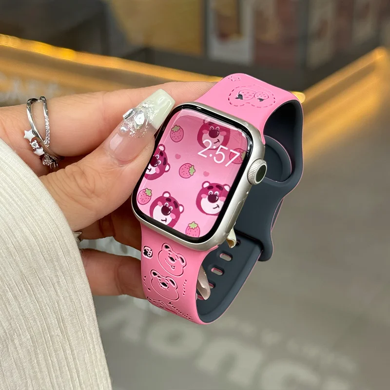 Engraved Straps For Apple Watch Band 46mm ultra 2 49mm 45mm 44mm 42mm 41mm 40mm Silicone bracelet for Series 10 9 8 7 se 3 6 5 4