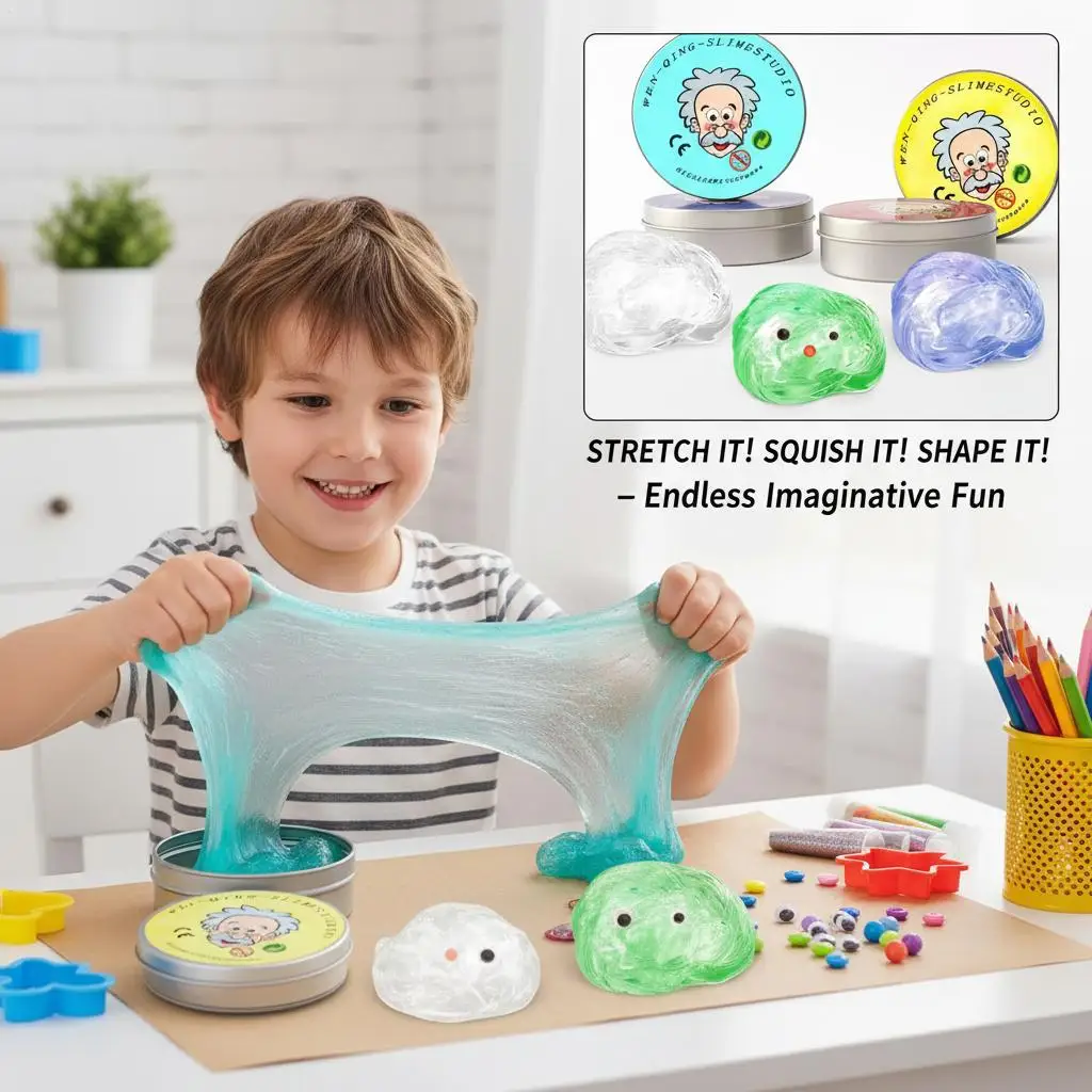 Hot Sales Crystal Clear Glass (1 Box) Best Thinking Smart Crazy Stress Putty with Tin, Sensory & Bouncing Toy Children Gifts
