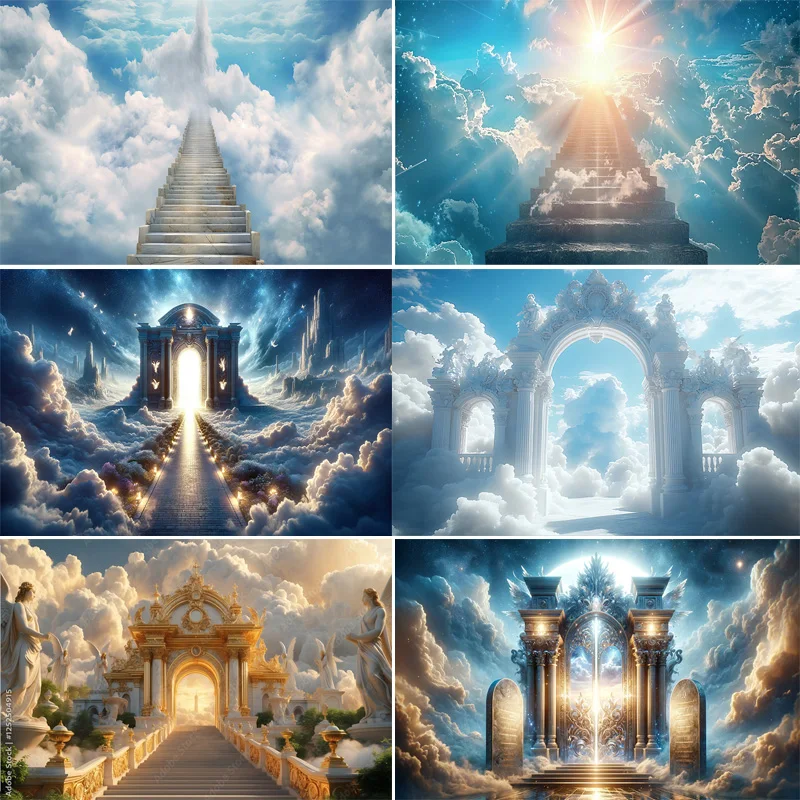 Stairway Heaven Glory Gates Photography Backdrops God Symbol Birth of Holy Baby Jesus Christianity Party Background GHD-03