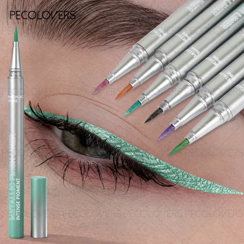 12PCS Metallic Appearance Multi-Color Liquid Eyeliner Pen Set, High Color Payoff, Waterproof, Long Wearing, Fine Tip Design, Vivid Pigment, Eye Makeup Pens, For Holiday & Casual Makeup