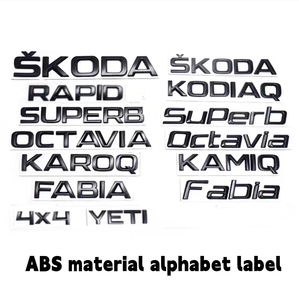 For Skoda series 4X4 FABIA KAMIQ KAROQ KODIAQ OCTAVIA RAPID SUPERB YETI letter logo car sticker modified rear trunk accessories