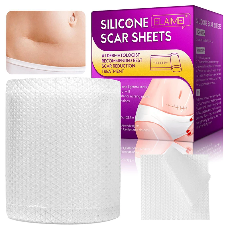 1.5M Silicone Scar Sheets Clear Scars Tape Strip Invisible Silicone Self-adhesive Patches for C-Section Surgery Keloid Burn Acne