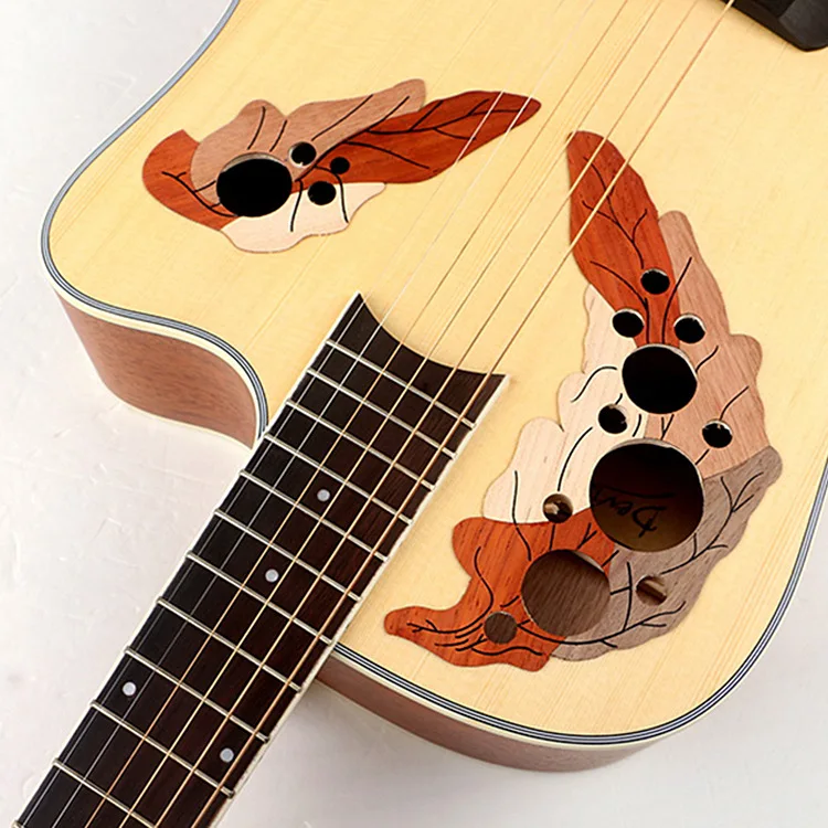 Specially Design 40 Inch Grape Hole Folk Acoustic Guitar OEM 6 Strings Spruce Deviser Guitar For Sale