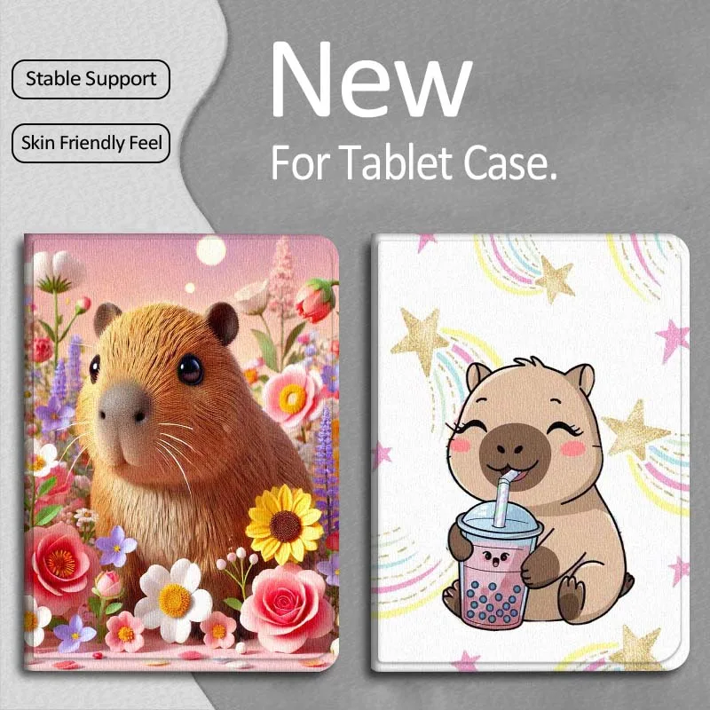 

Flower Art Coloful Capybara For Apple iPad Pro Air 13 2 7th 6th 2025 M2 M3 M4 M512.9 13 inch Foldable Tablet Case Gift