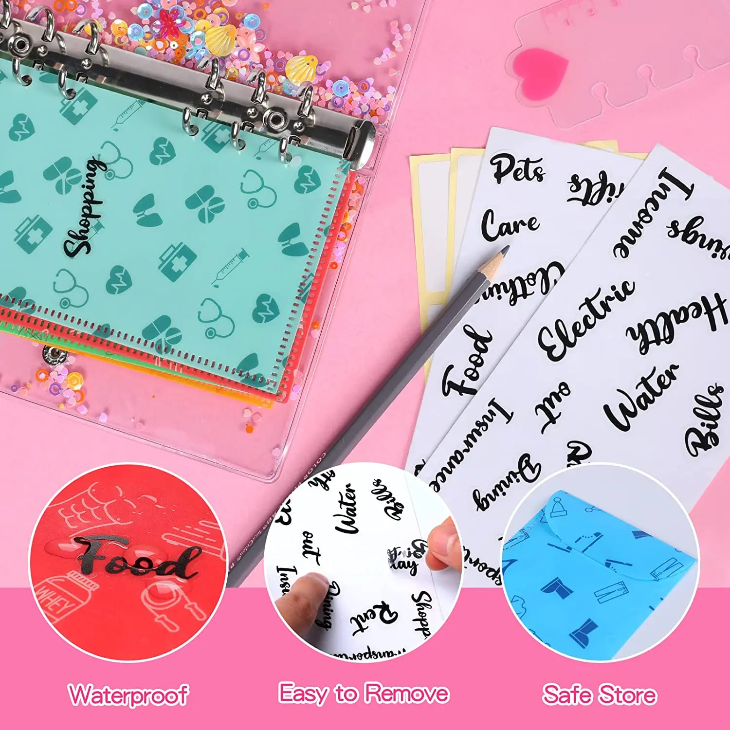 31 шт., конверты из ПВХ для денег, 6 отделений