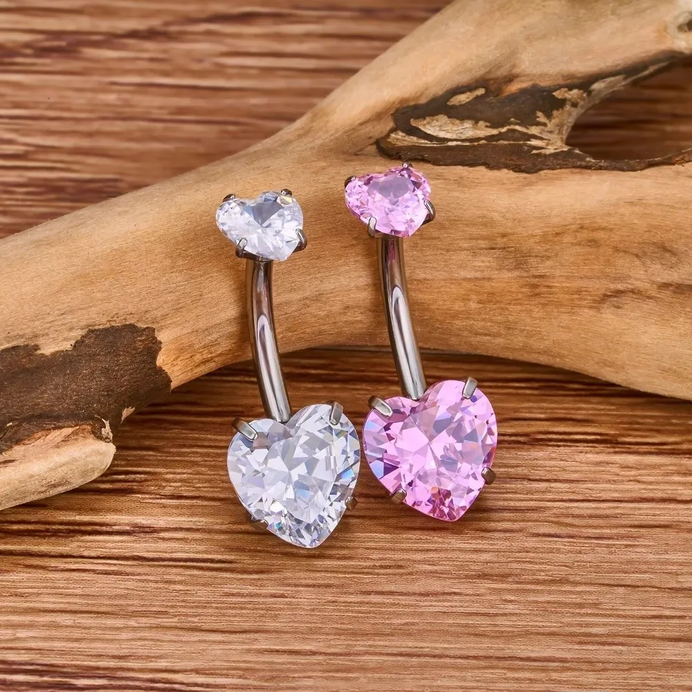 Fashion Internal Thread Belly Button Rings Heart Stainless Steel Belly Piercing Crystal Silver Body Jewelry Party Decoration