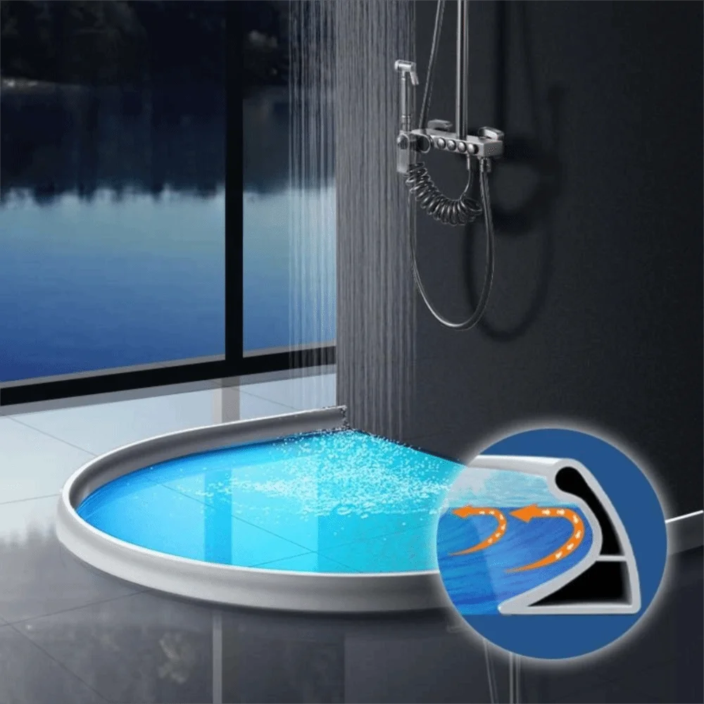 

2M Collapsible Shower Water Dam Silicone Self Adhesive Shower Threshold Dry Wet Separation Flexible Water Dam Guard Laundry Room