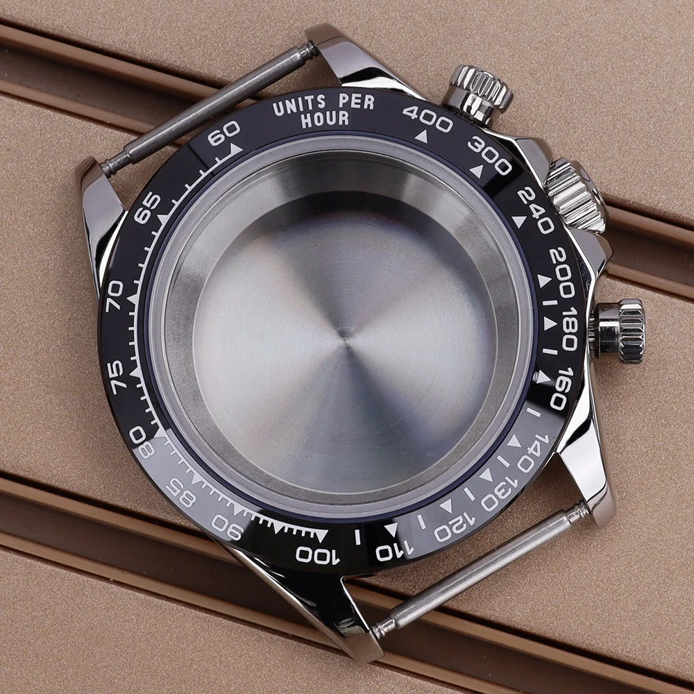 

39mm VK63 Case Silver Watch Case 316L Stainless Steel Steel Bracelet Sapphire For Daytona Style VK63 Quartz Movement Watch Parts