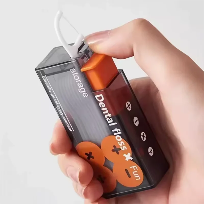 Portable dental floss automatic pop-up storage, capable of carrying disposable dental floss sticks, containing 10 dental floss