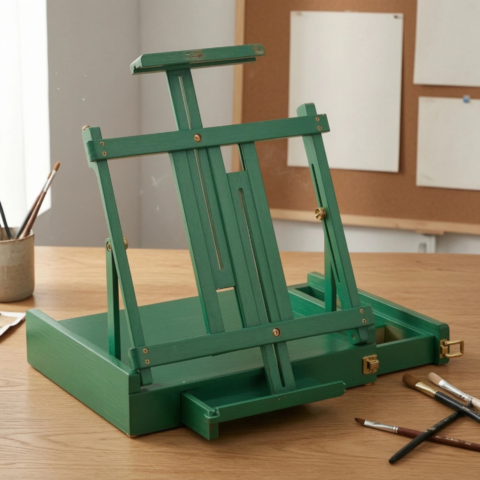 Table Sketch Box Easel Portable Foldable Desktop Easel Tabletop Painting Stand Adjustable Beechwood for Artists, Studio