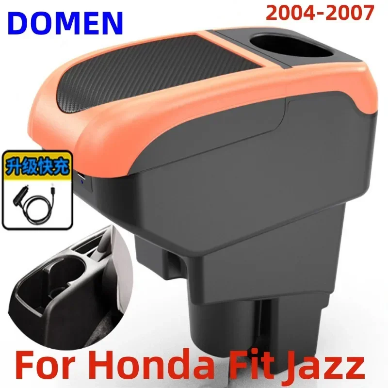 

NEW For Honda Jazz Armrest box For Honda Fit Jazz 1 Car Armrest 2004-2007 Arm Storage box car accessories Dual Layer USB