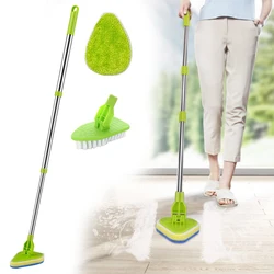 Scrub Cleaning Brush 3in1 Shower Cleaning Brush Tub Tile Scrubber Brush Extendable 180° Rotatable Bathroom Triangle Cleaning Mop