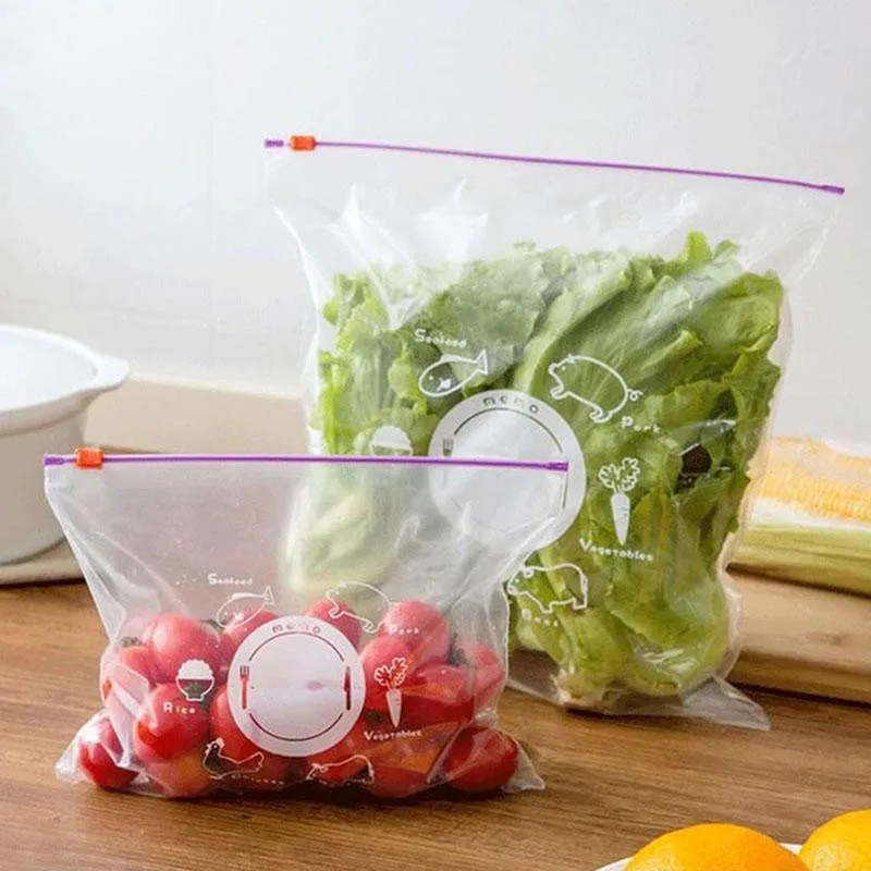 10pcs/Set Reusable Fresh Zipper Bag Freezing Heating Food Wrap Storage Bag Ziplock Mylar Plastic Bags Kitchen Accessories