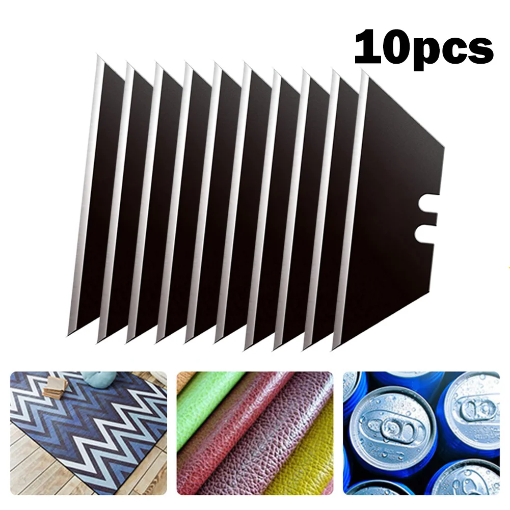 10pcs 60*18mm Trapezoidal Blade 60# Carbon Steel Black/silver Replacement Blade Non-porous Two Groove Art Craft Cutter Accessory