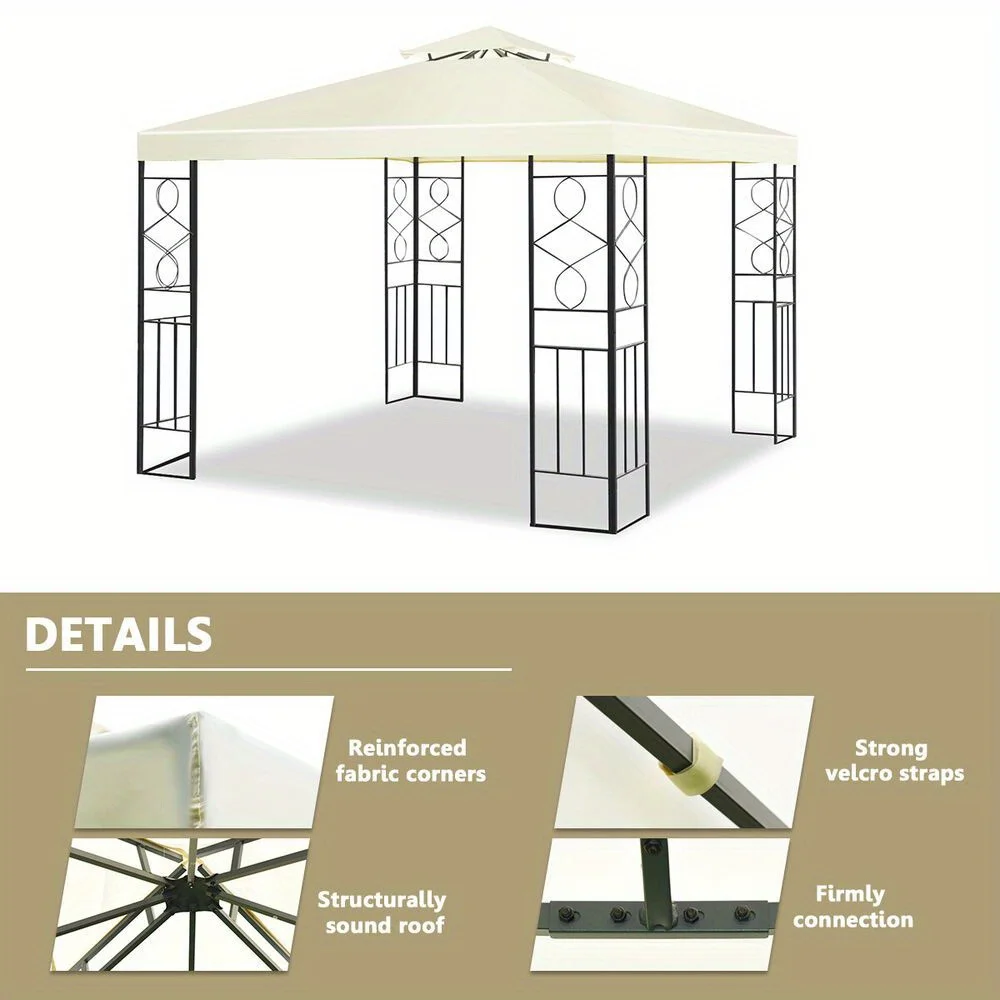 2 ชั้น 10'x10' Patio Gazebo Canopy เต็นท์ Shelter กันสาดโครงเหล็ก