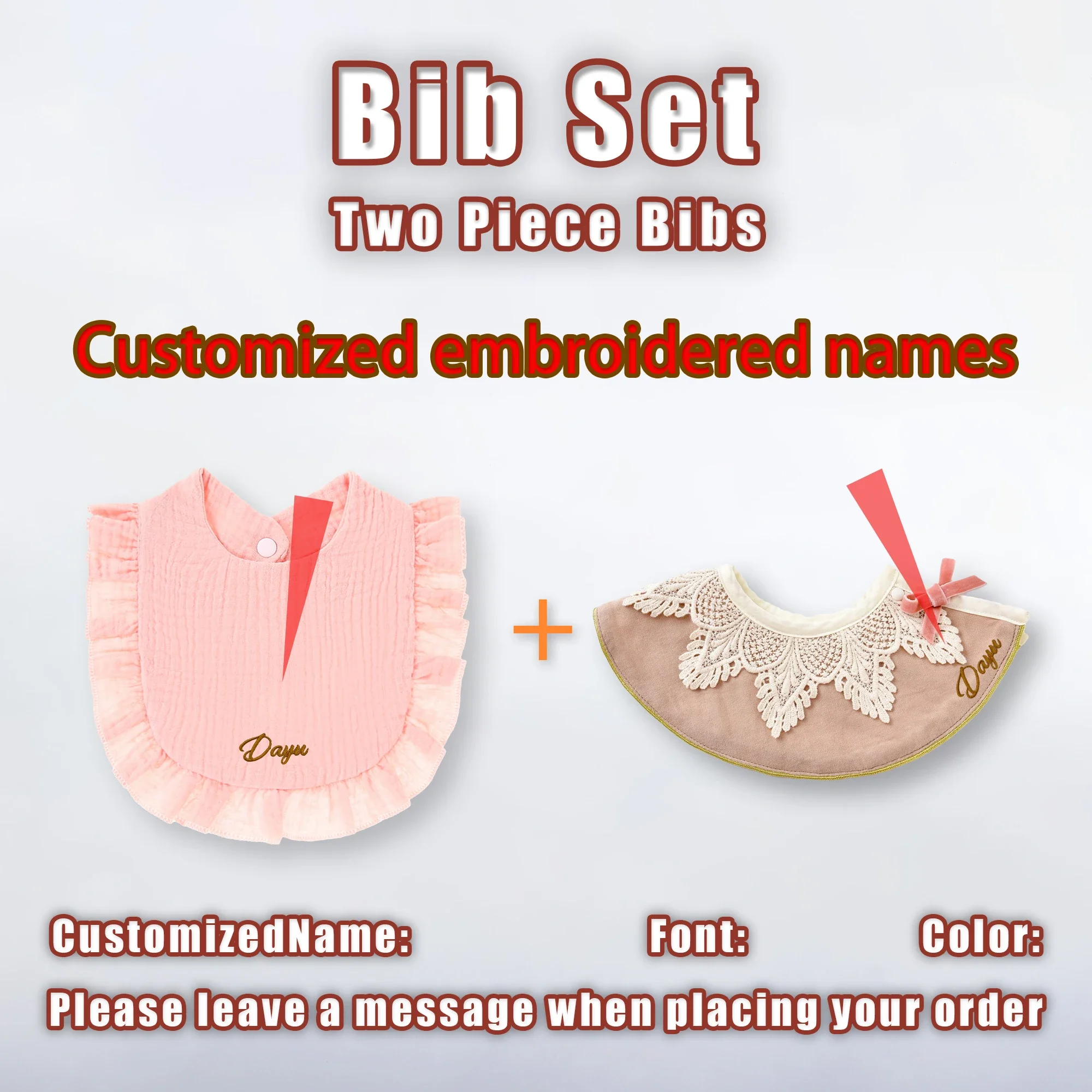 2pcs/set Personalized Baby Bibs Boy Waterproof Cotton Infant Feeding Bib Girl Accessory Newborn Burp Cloths Custom Baby Gifts