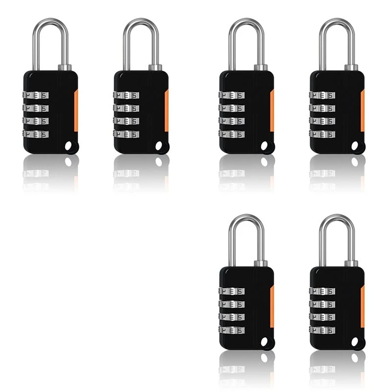 CYCLI-6PCS 4 Digit Number Combination Pad Lock Padlock Outdoor Waterproof Lock Suitcase Luggage Security Coded Lock