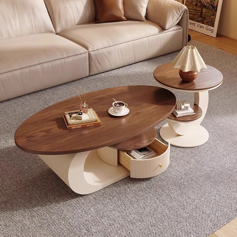 

Walnut coffee table light luxury high-end small apartment living room home French antique designer coffee table