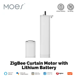 MOES Tuya ZigBee Curtain Motor With Lithium Battery Rechargeable Removable With Remote Control Work With Alexa Google Home