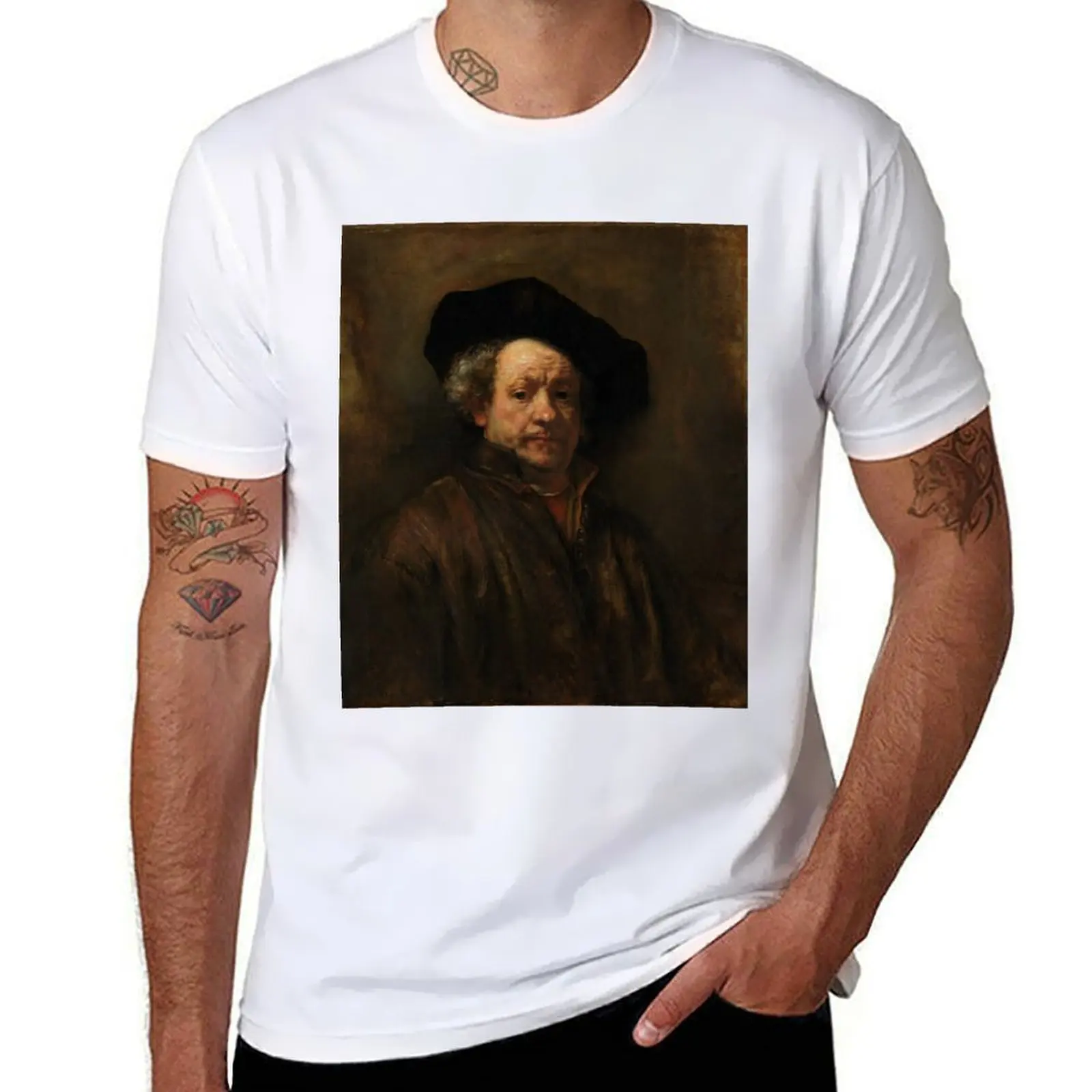 

Футболка с автопортретом Rembrandt, мужские хлопковые хлопковые футболки, футболка высокого качества