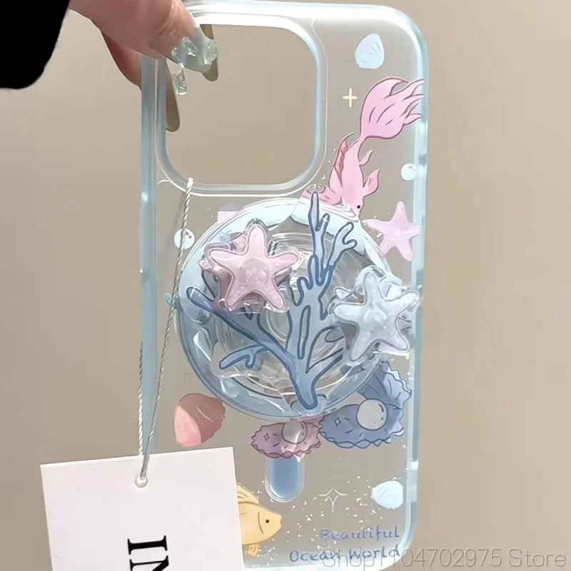 Coreano simpatico cartone animato corallo ruota stella supporto magnetico per telefono supporto Griptok Grip Tok supporto per iPhone 15 per accessori Magsafe