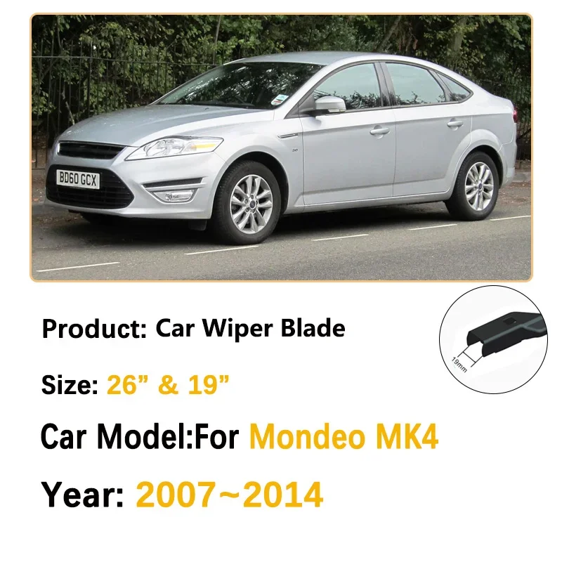 شفرات ممسحة السيارة لفورد مونديو MK4 2007 ~ 2014 شريط مطاطي مسح تنظيف فرشاة حماية الزجاج الأمامي اكسسوارات 2013 2012 2011
