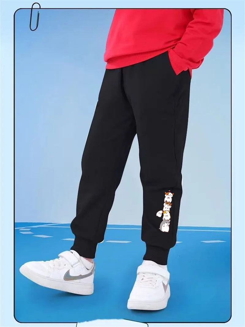 Cat and Mouse Cartoon Trousers for Children Spring and Autumn Sweatpants Boys Girls Long Pants 3-14T