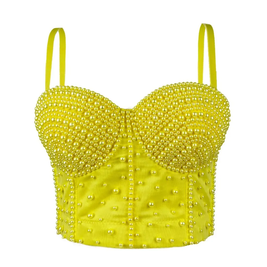 

Spring Pearl Exterior Wear Fishbone Bra Shaping Corset Top with Chest Pad New Europe And United States Style