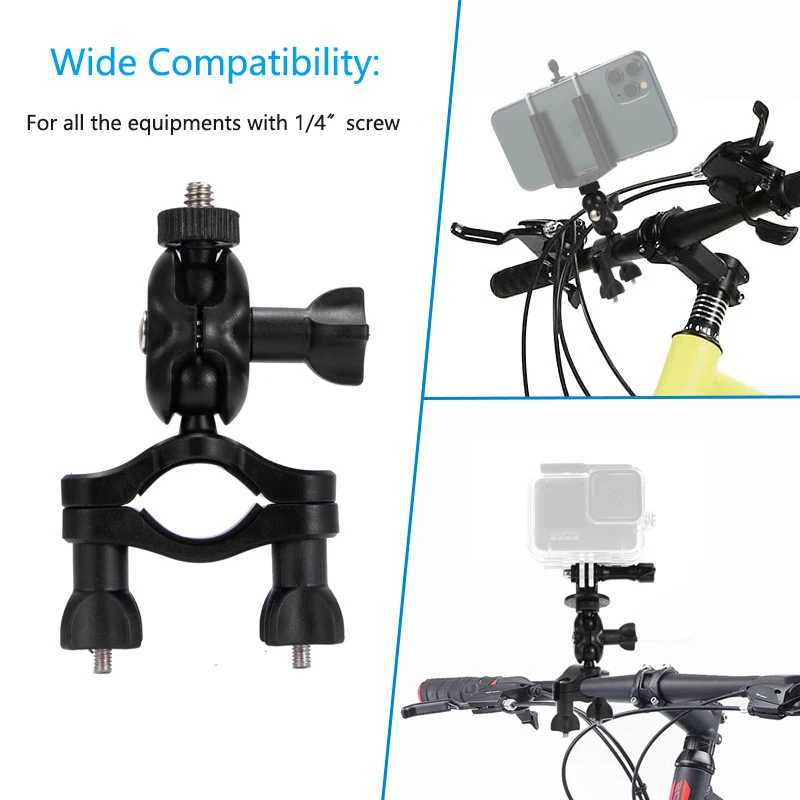 360° Camera DV DSLR Bike Bicycle Handlebar Clamp Bracket Motrobike Tripod Clip Mount for Gopro Hero 10/8/5/4/3+/3/2/1