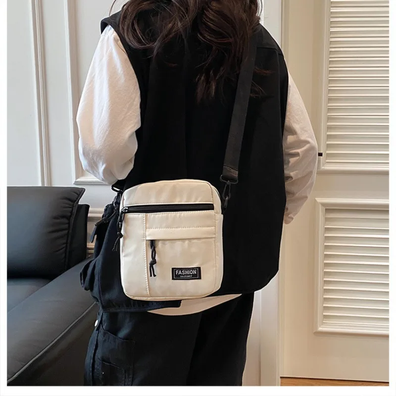 Women Men Canvas Shoulder Crossbody Bags Small Korean Fashion Square Female Messenger Bag for Phone 2024 Unisex Student Handbags