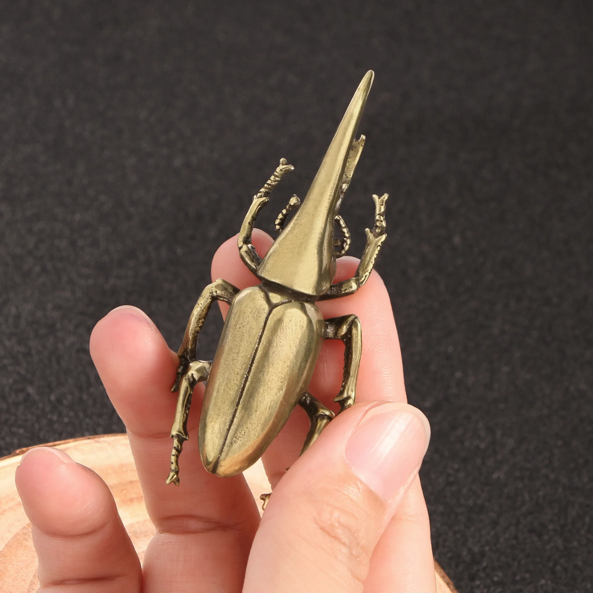 Brass Rhinoceros Beetle Figurines Hercules Beetle Desk Decoration Crafts Simulated Insect Ornament Model Gift Souvenir