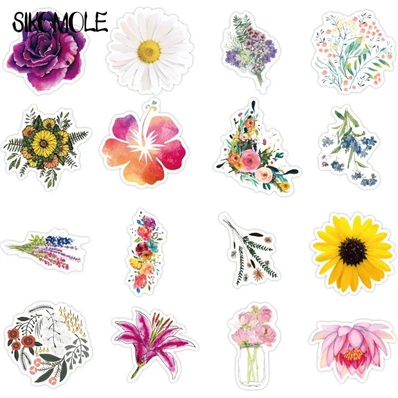 10/30/50PCS Colorful Sunflower Flower Cute Fresh Graffiti Sticker For Laptop Skateboard Luggage Refrigerator Decals Stickers F5