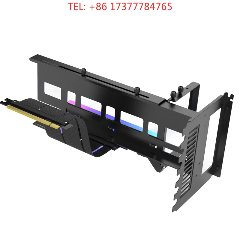 GPU Graphics Card Mounting Bracket with PCI-E 4.0 Extension Cable for Vertical 90-Degree Installation