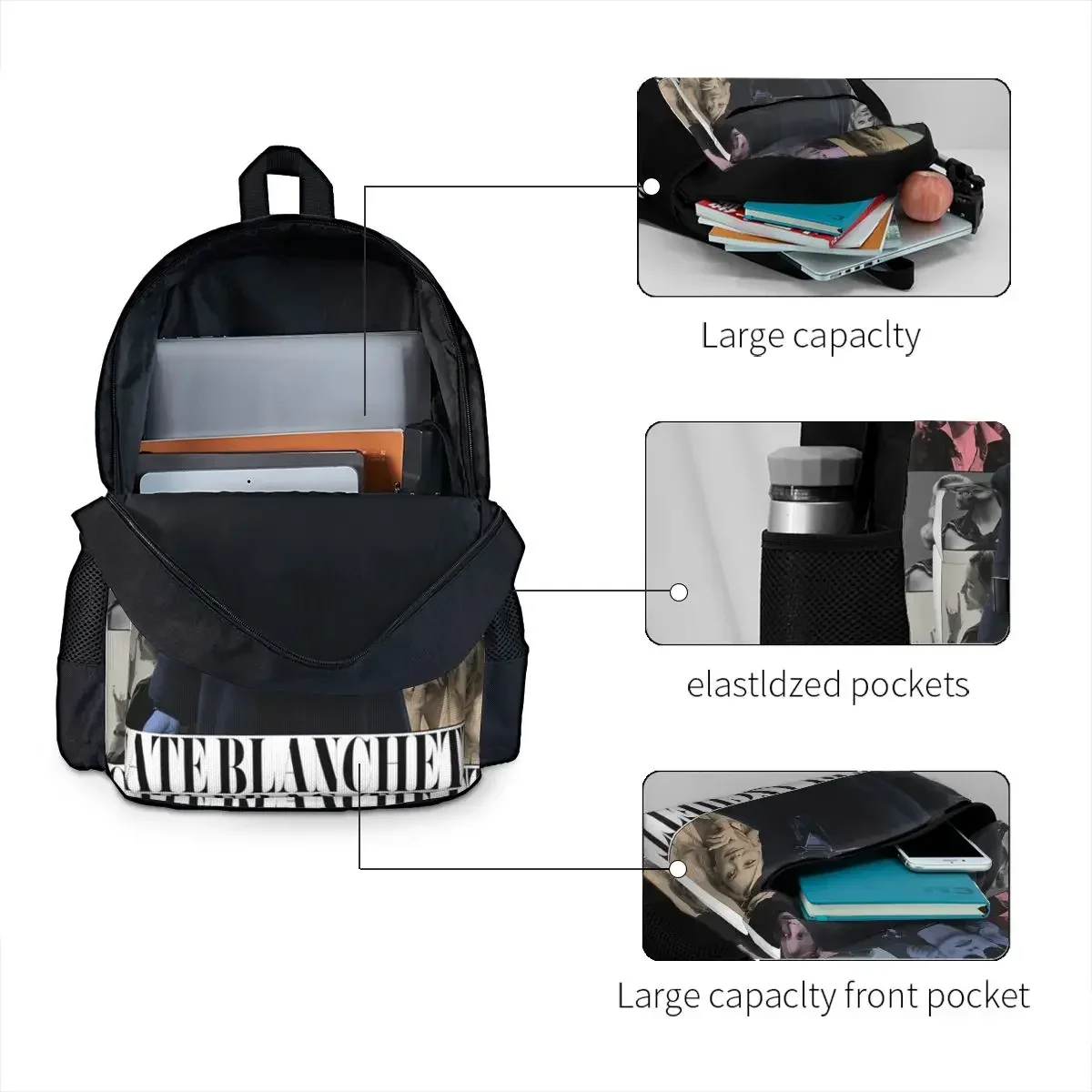 Cate Blanchett Characters Backpacks Boys Girls Bookbag Students School Bags Cartoon Kids Rucksack Travel Rucksack Shoulder Bag